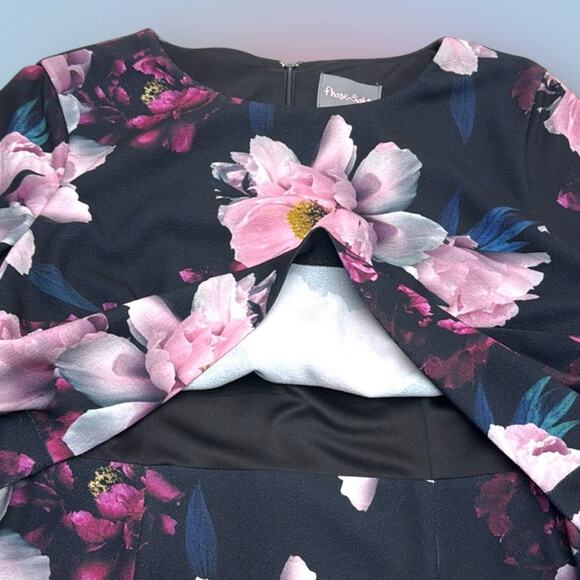 PHASE EIGHT Women’s 10 Black Pink Floral Dress - Picture 3 of 6